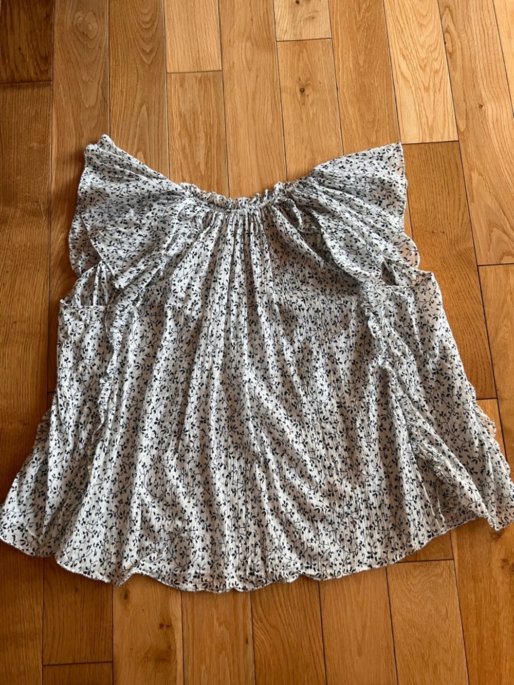 Ulla Johnson Anja Ruffle Flutter Sleeve Floral Top Blouse White Blue Floral Sz 2 - Picture 7 of 9
